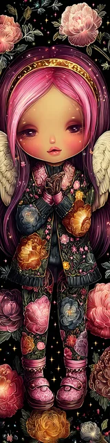 Free kawaii angel bookmark featuring headband pink hair kawaii angel